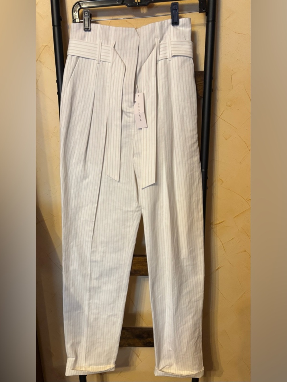Rebecca Taylor size 2 High-Rise Paperbag Waist Pinstripe Pants